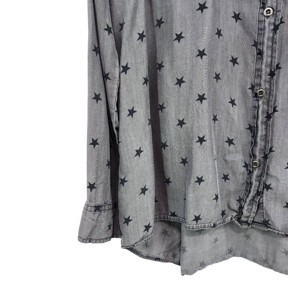 Billy T Women's Stars Button Front Long Sleeves Pocket Shirt - L - Picture 3 of 8